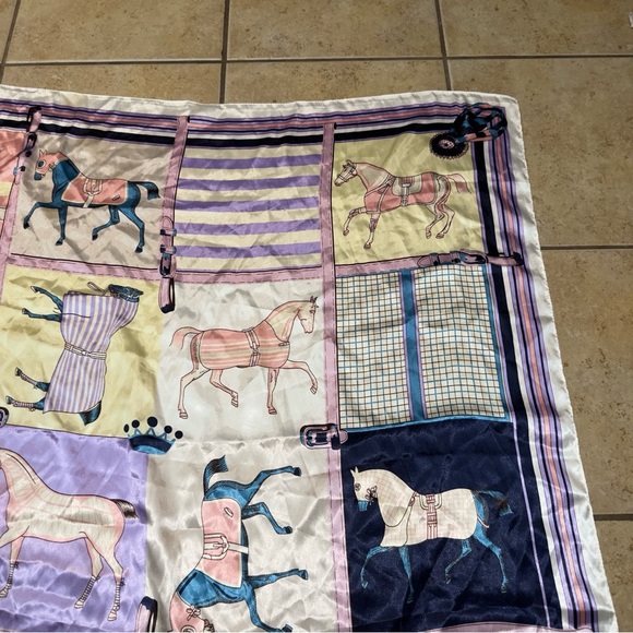 Vintage Italian Equestrian Old Money Satin Square Scarf - Picture 5 of 7